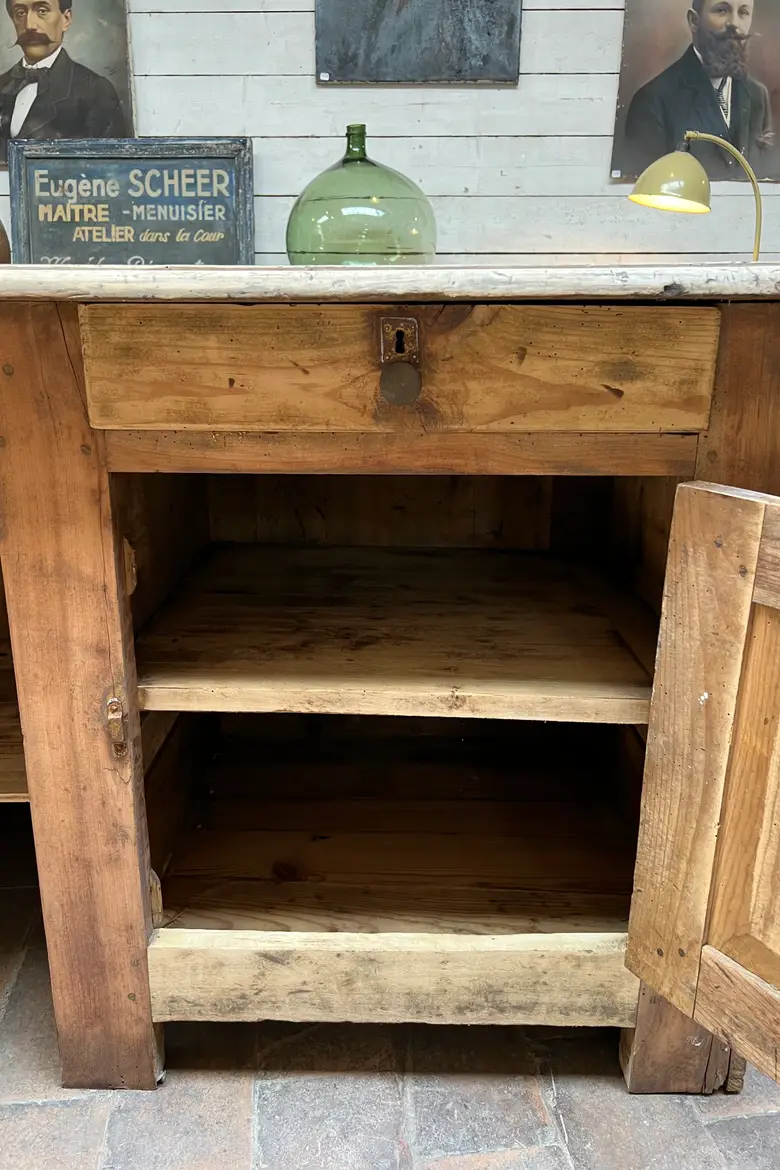 Ancien comptoir d’estaminet en hêtre Début XXème