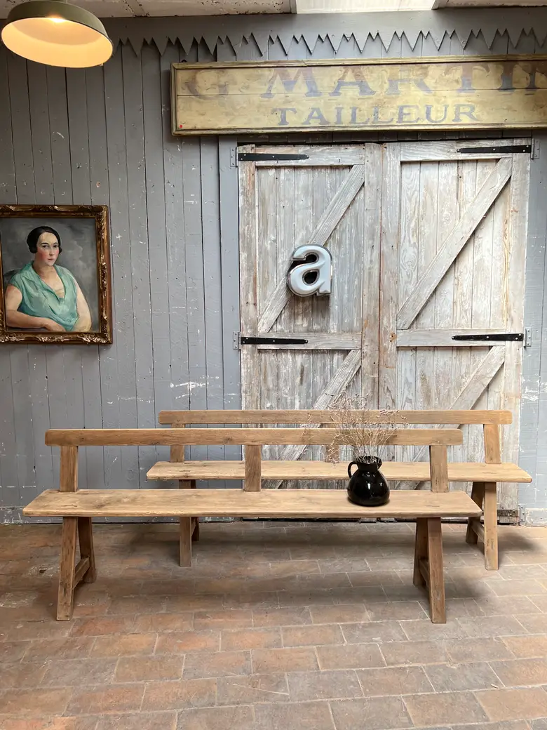Ancien banc en chêne à dossier Début XXème