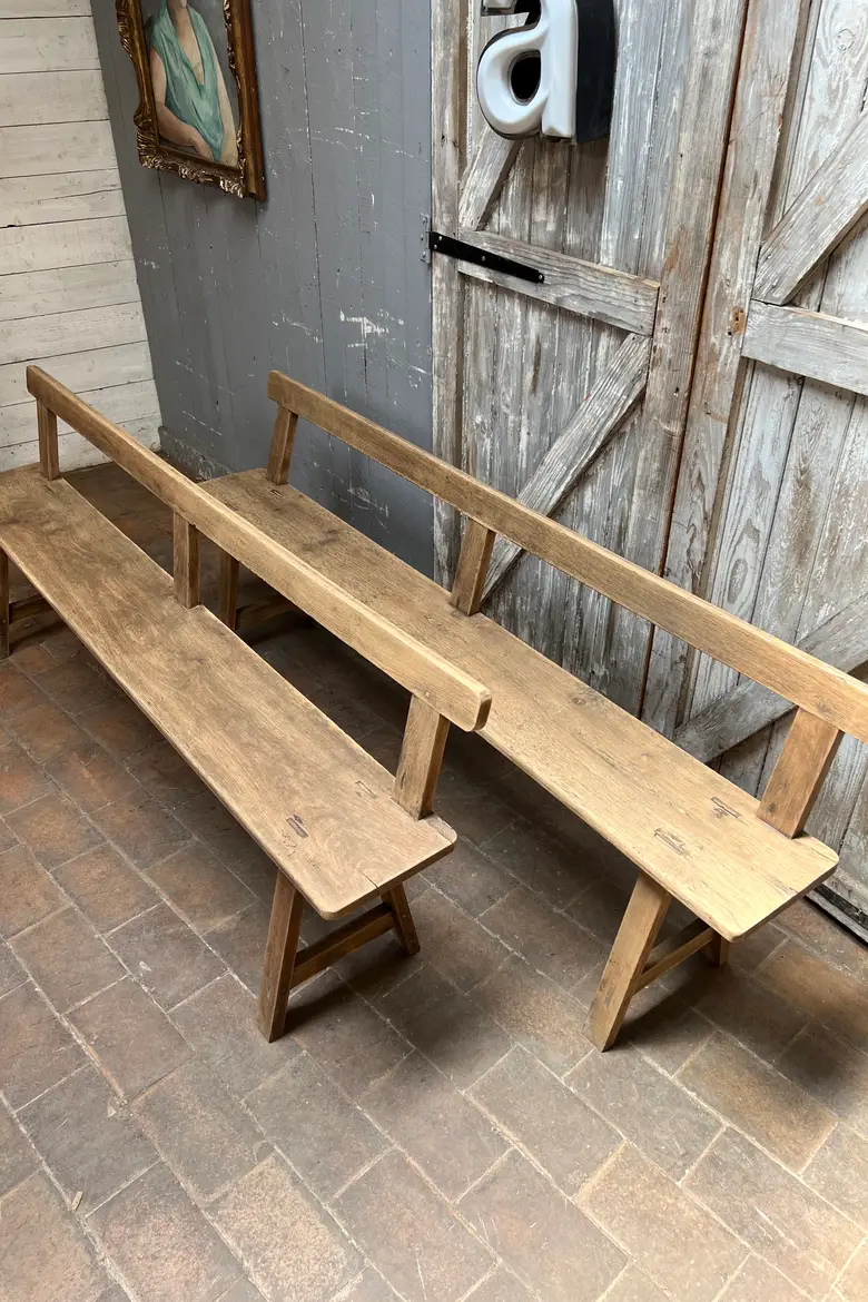 Ancien banc en chêne à dossier Début XXème