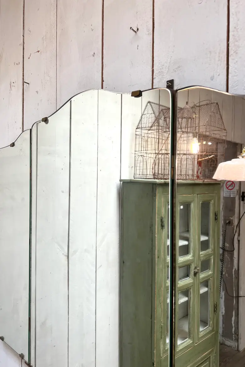 Ancien miroir tryptique vintage Art Déco 1930