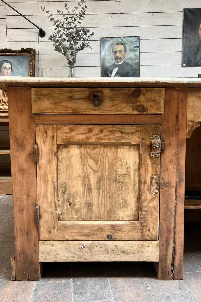 Ancien comptoir d’estaminet en hêtre Début XXème
