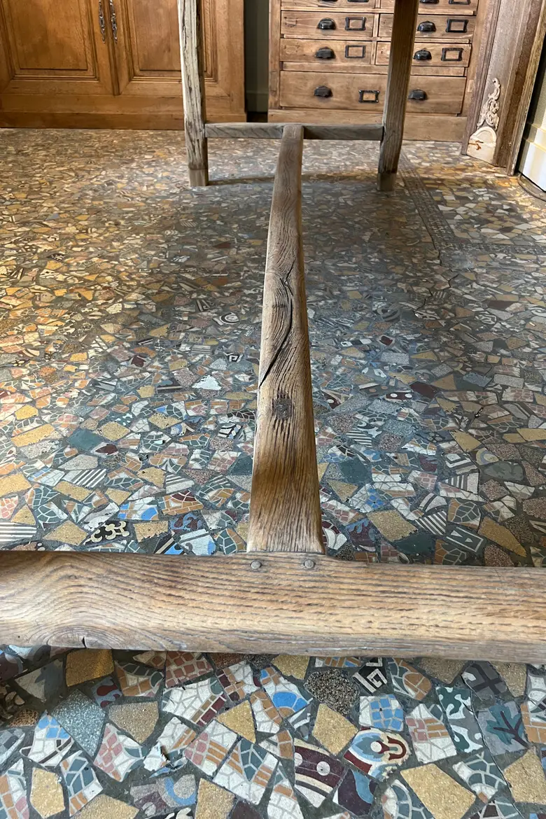 Ancienne table rustique en sapin avec une rallonge XIXème