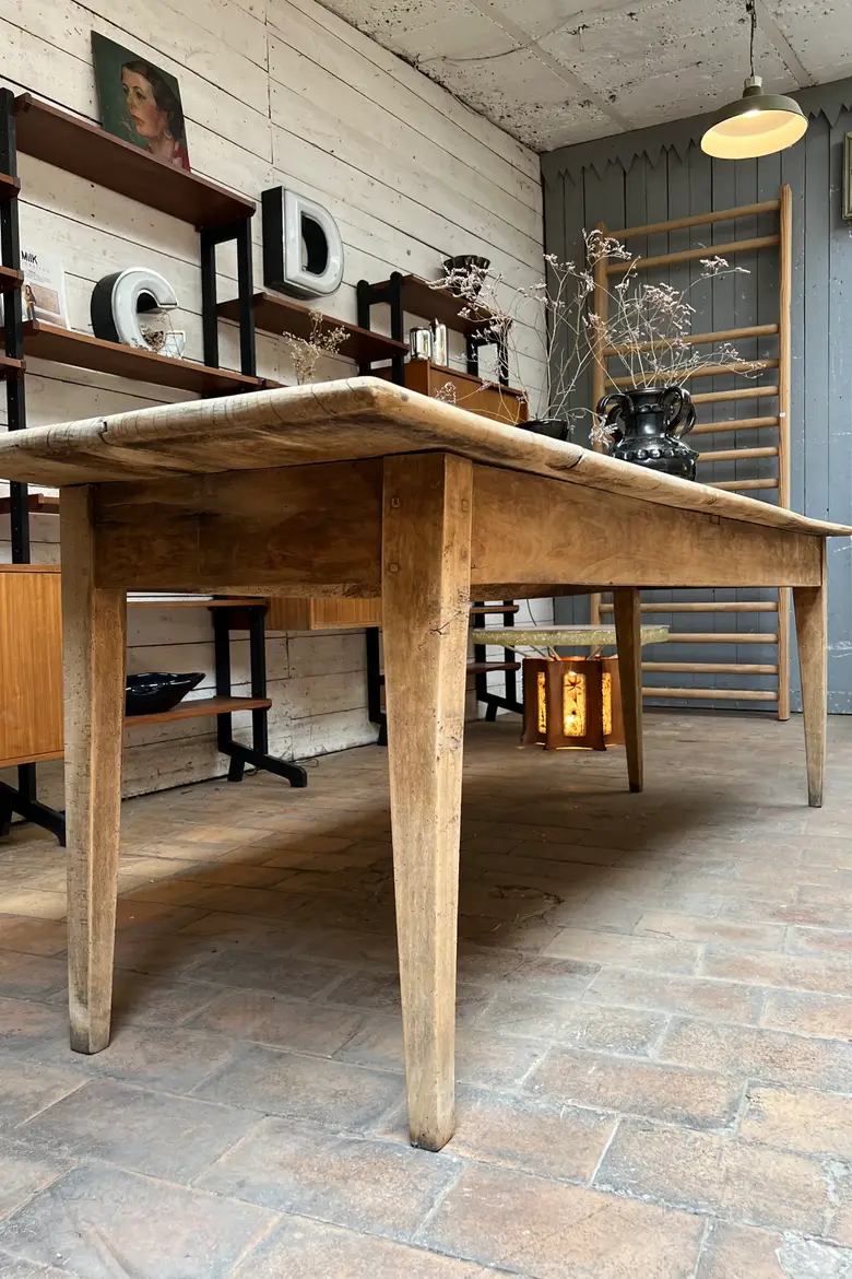 Ancienne table d'estaminet en orme Début XXème