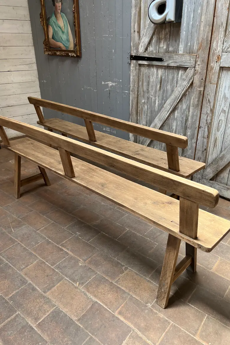 Ancien banc en chêne à dossier Début XXème