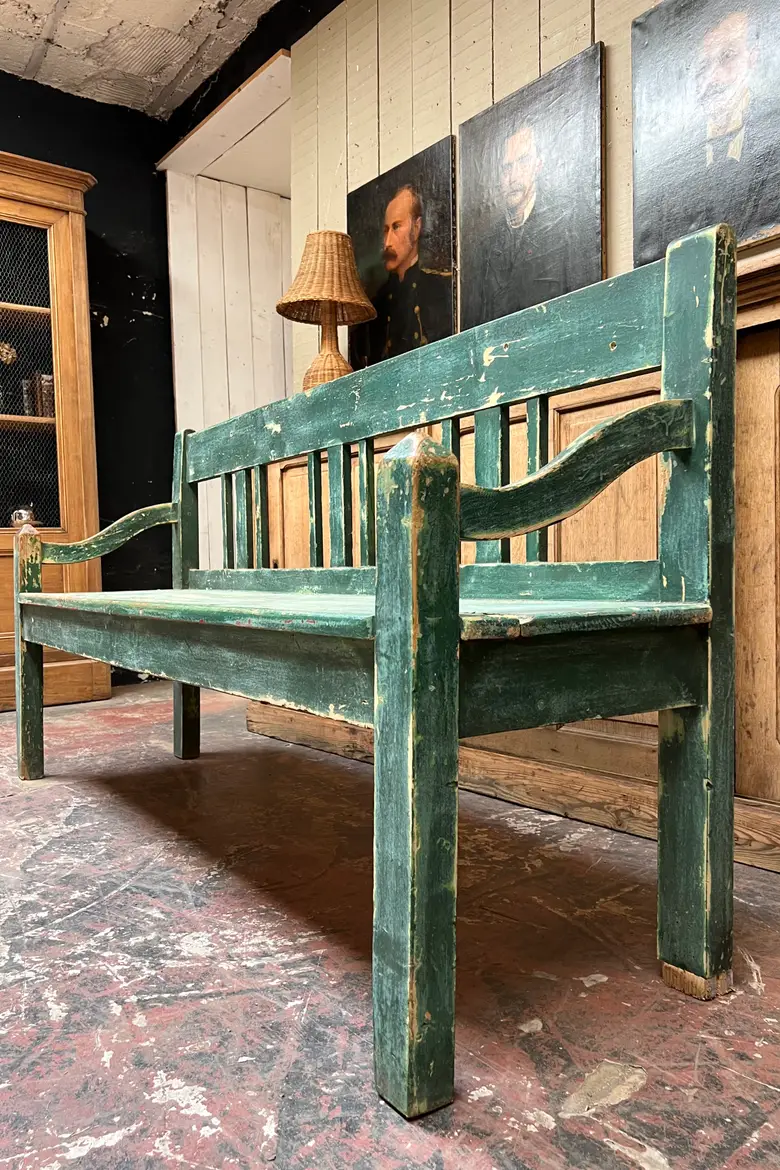 Ancien banc en bois patiné XXème