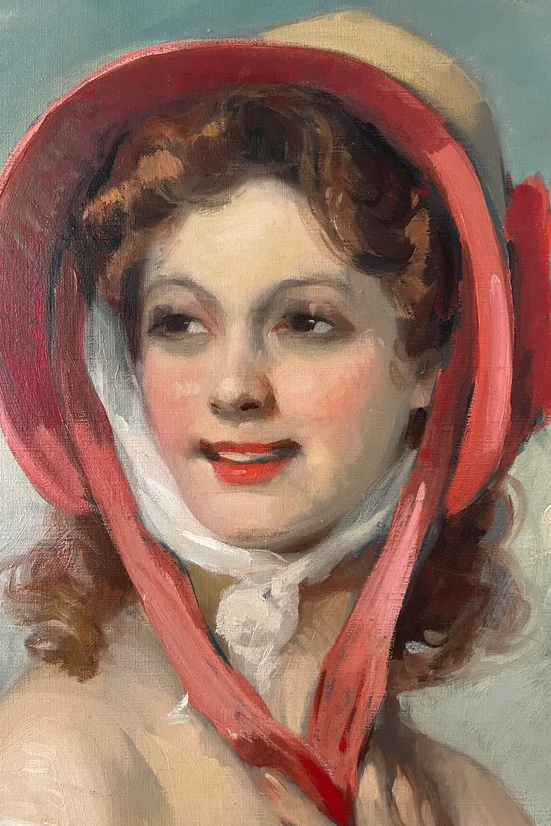 Ancien portrait de femme 1900 de Cyprien Boulet