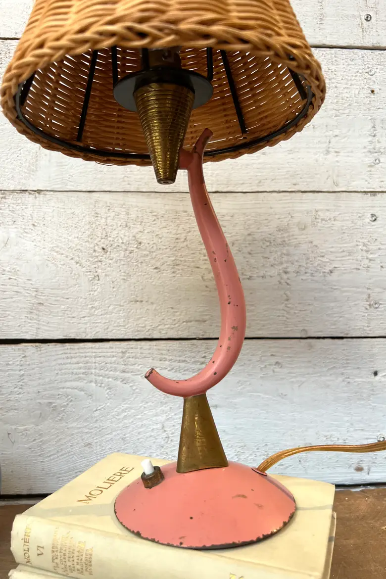 Paire de lampes roses et dorés 1940
