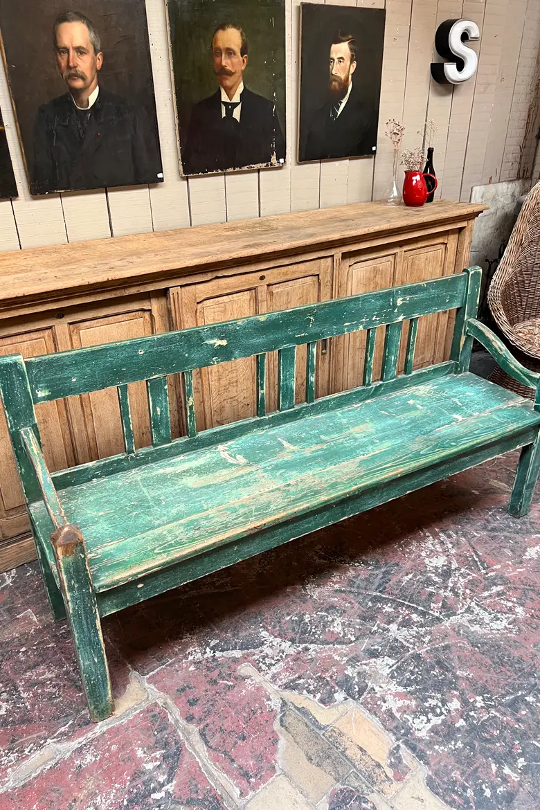 Ancien banc en bois patiné XXème