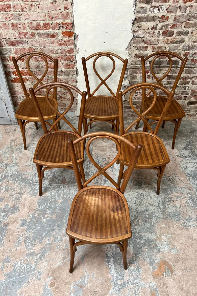 6 Chaises bistrot en bois courbé