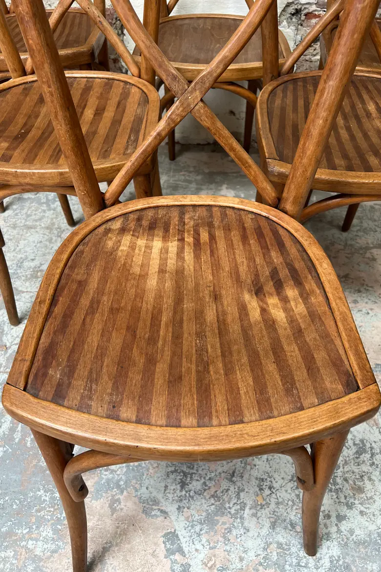 6 Chaises bistrot en bois courbé