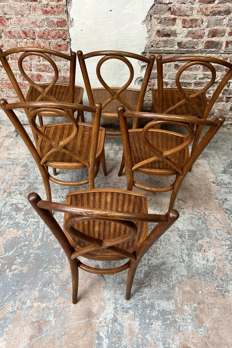 6 Chaises bistrot en bois courbé