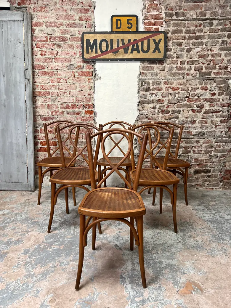 6 Chaises bistrot en bois courbé