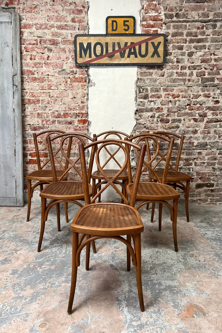6 Chaises bistrot en bois courbé
