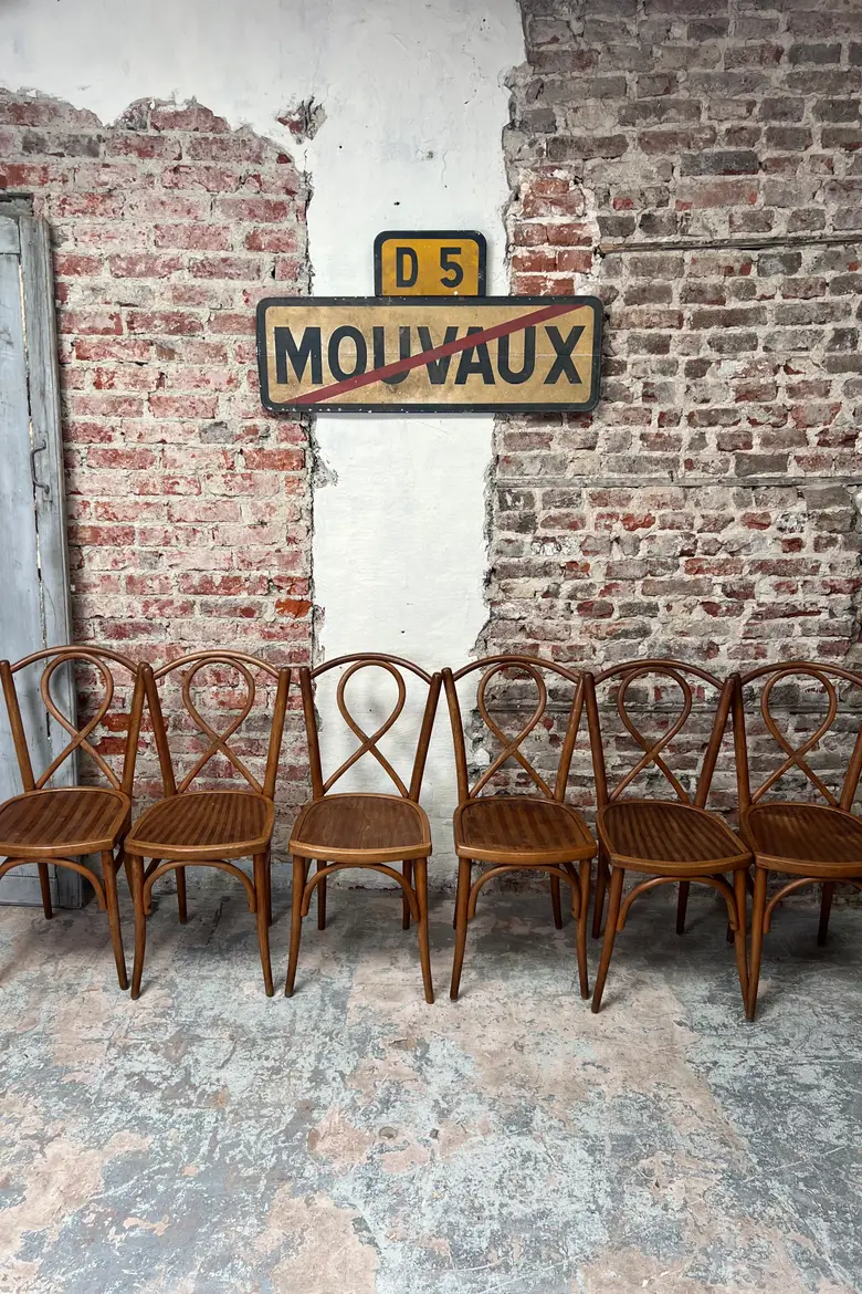 6 Chaises bistrot en bois courbé