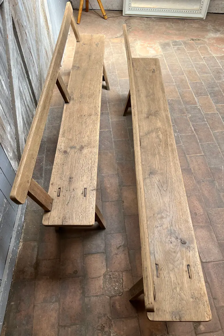 Ancien banc en chêne à dossier Début XXème