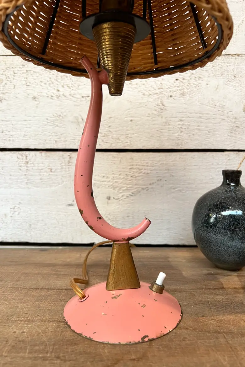 Paire de lampes roses et dorés 1940