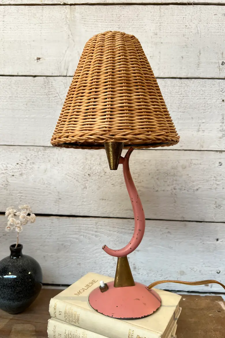 Paire de lampes roses et dorés 1940