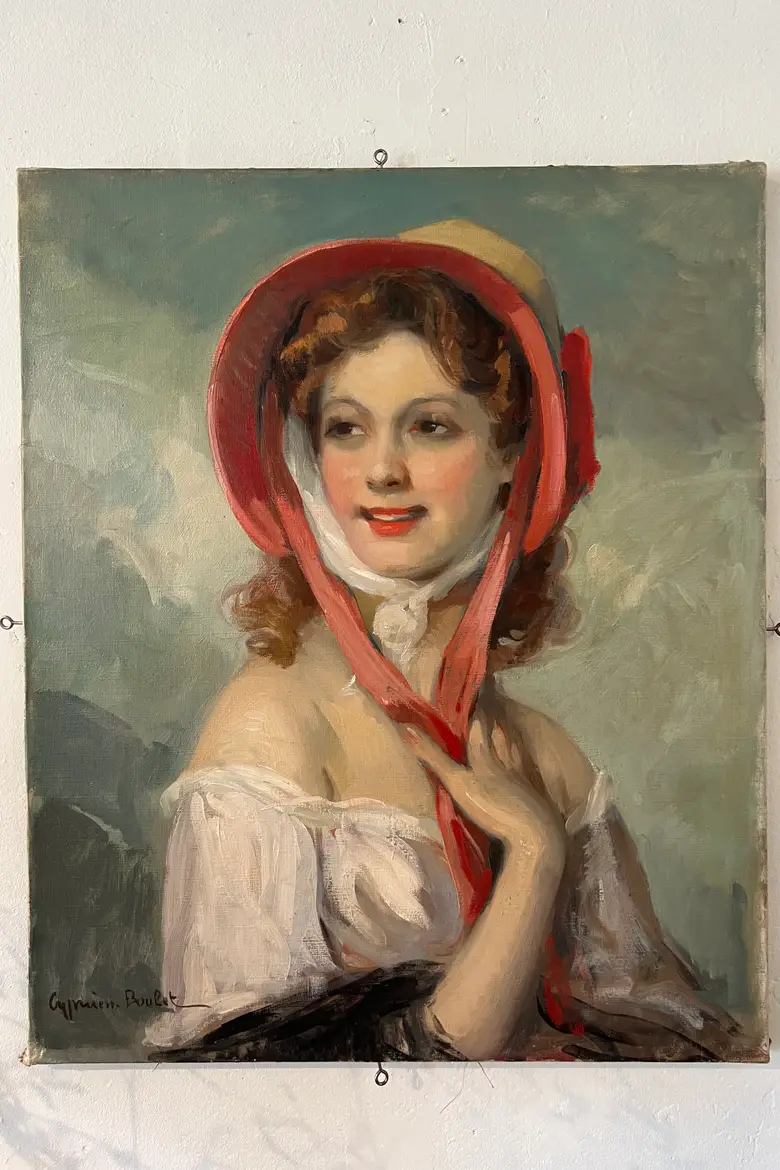 Ancien portrait de femme 1900 de Cyprien Boulet