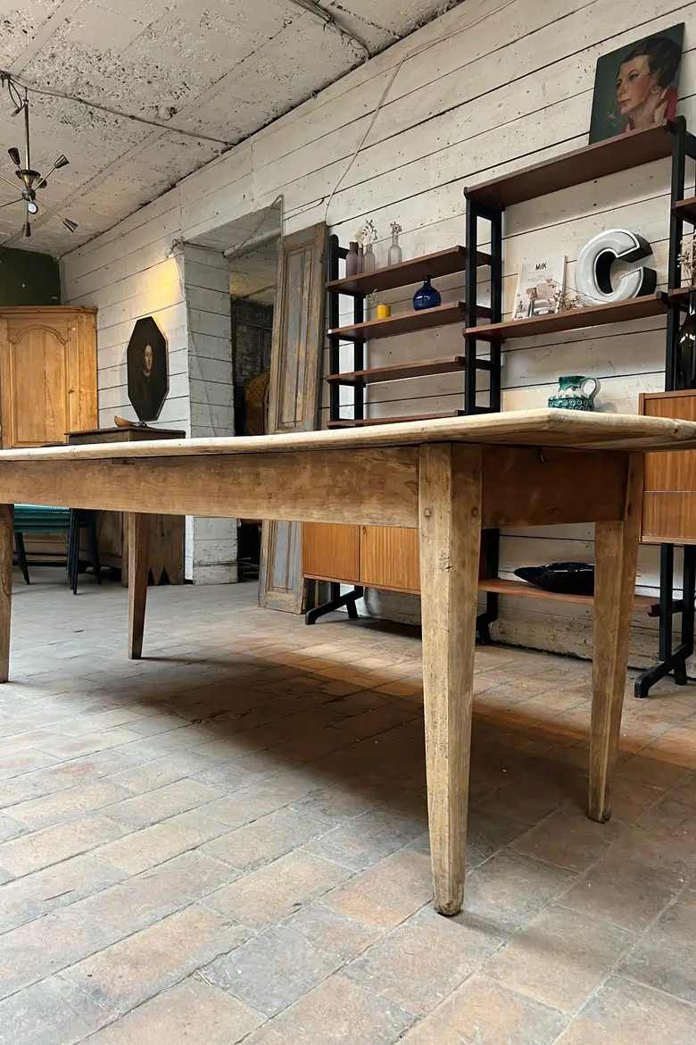 Ancienne table d'estaminet en orme Début XXème