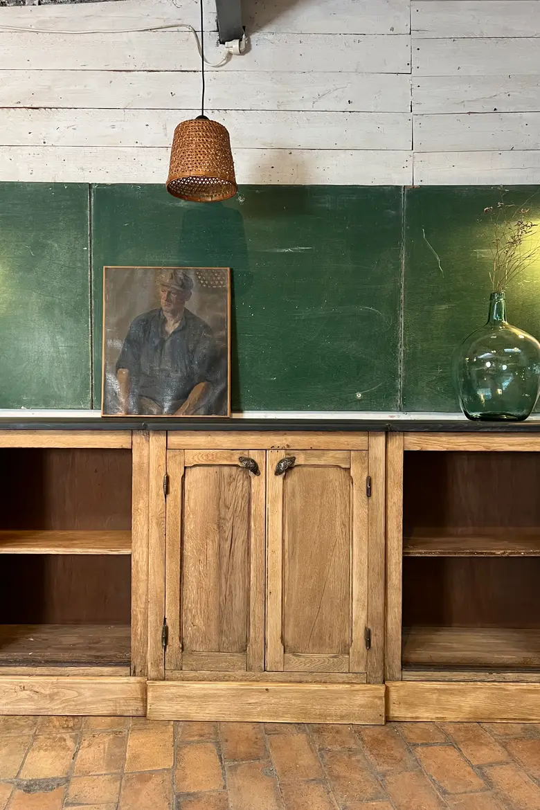 Ancien arrière de comptoir en chêne Début XXème