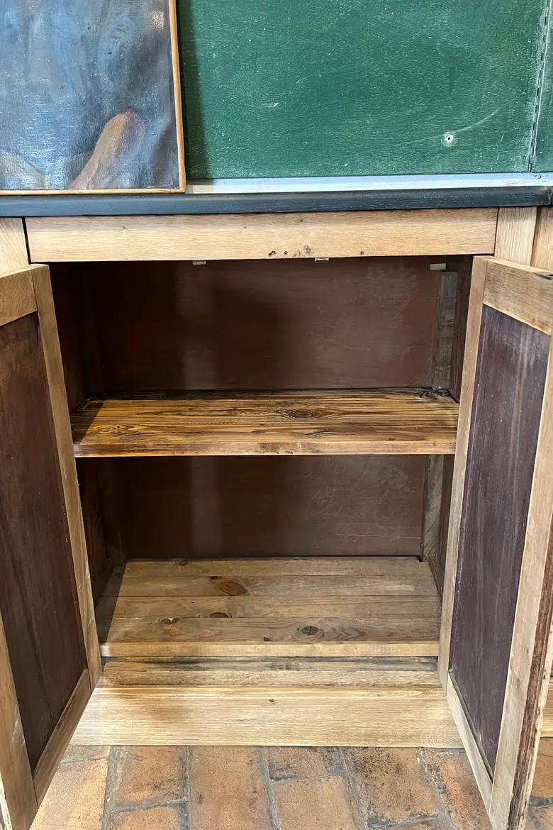 Ancien arrière de comptoir en chêne Début XXème