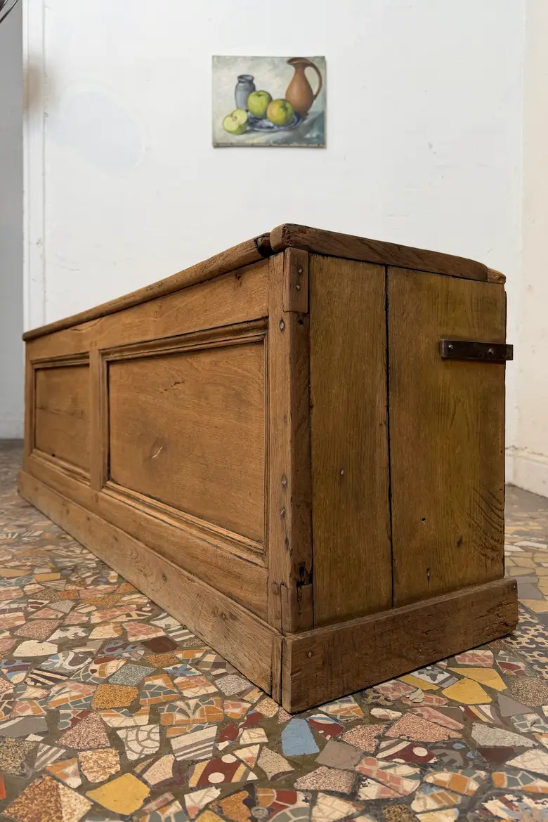 Ancien banc coffre en chêne