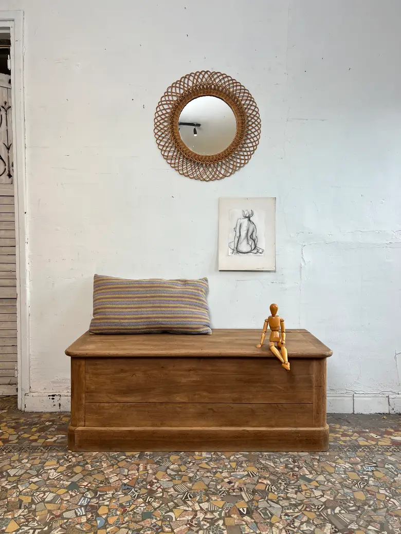 Ancien banc coffre en chêne