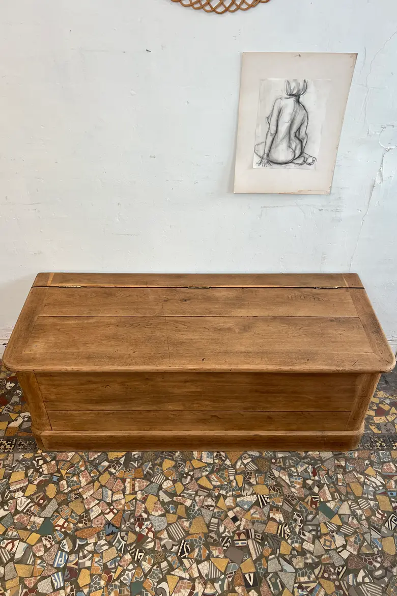 Ancien banc coffre en chêne