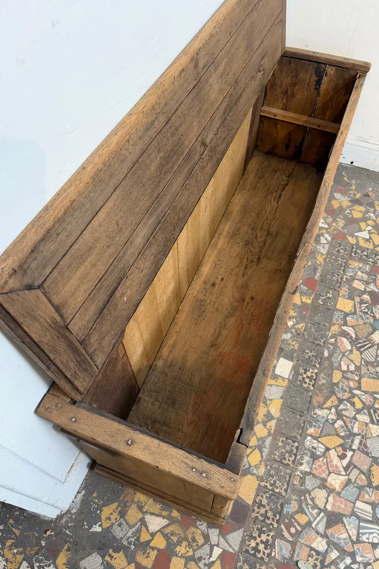 Ancien banc coffre en chêne
