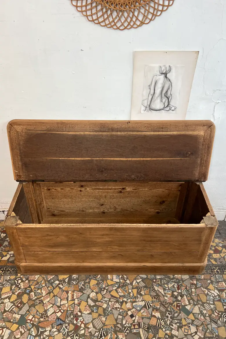 Ancien banc coffre en chêne