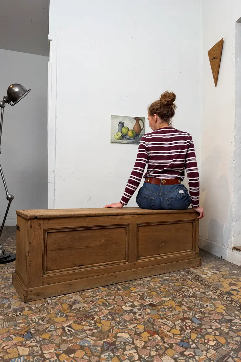 Ancien banc coffre en chêne