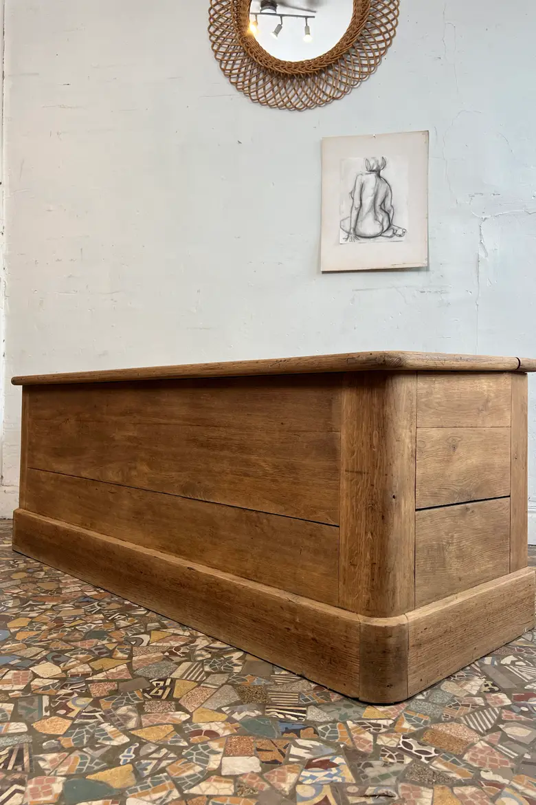 Ancien banc coffre en chêne