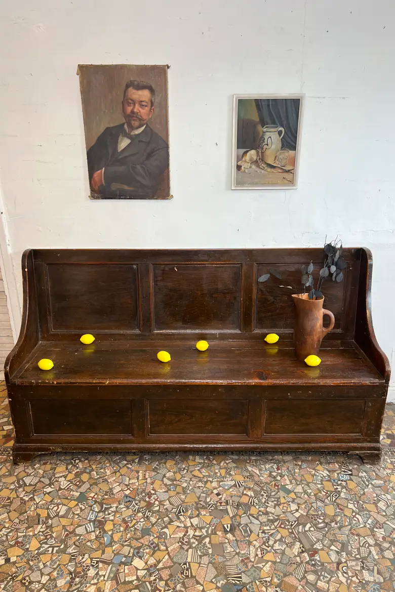 Ancien banc coffre en sapin – fin XIXe