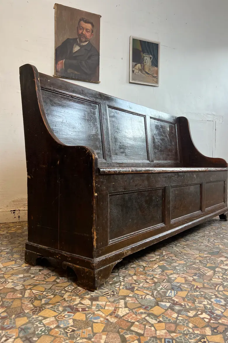 Ancien banc coffre en sapin – fin XIXe