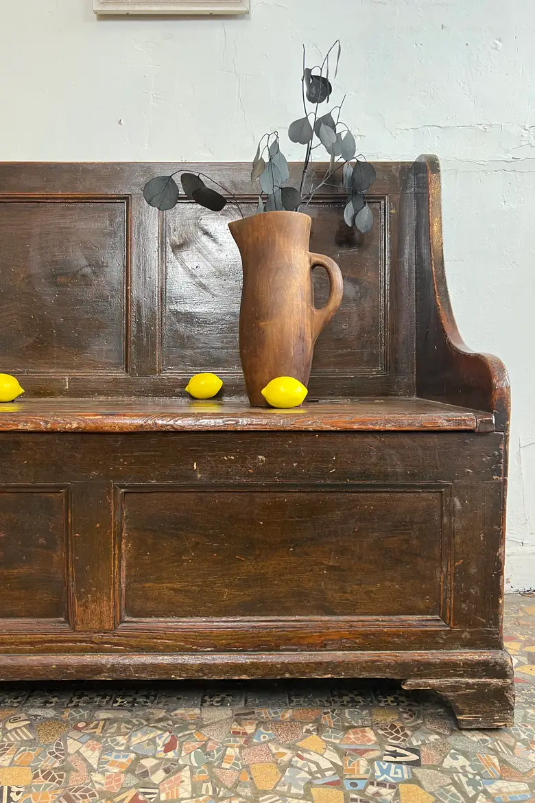 Ancien banc coffre en sapin – fin XIXe