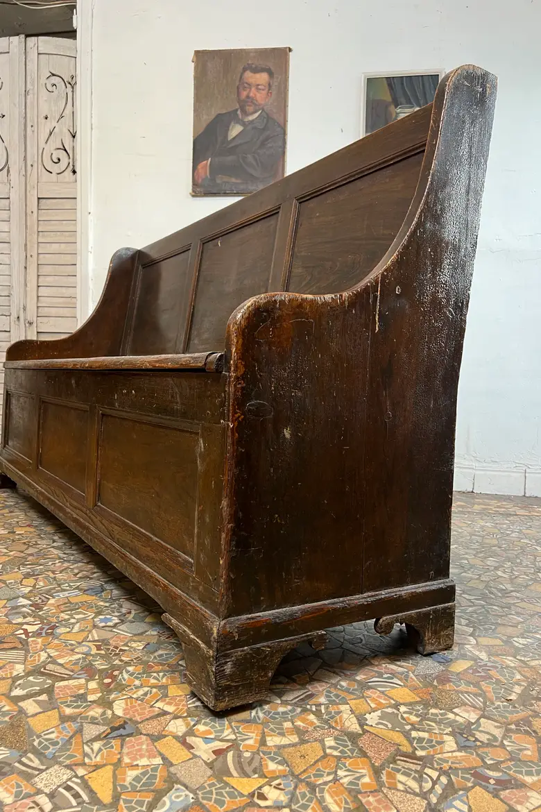 Ancien banc coffre en sapin – fin XIXe