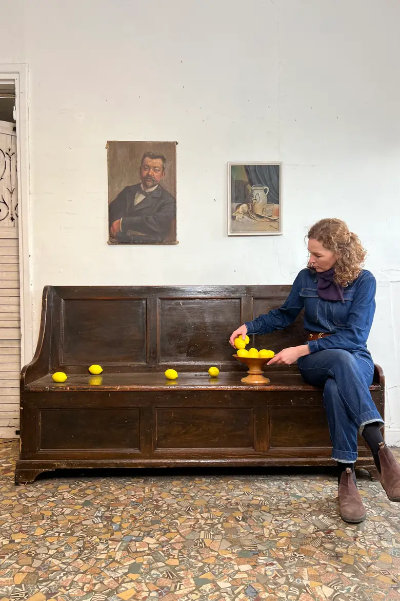 Ancien banc coffre en sapin – fin XIXe