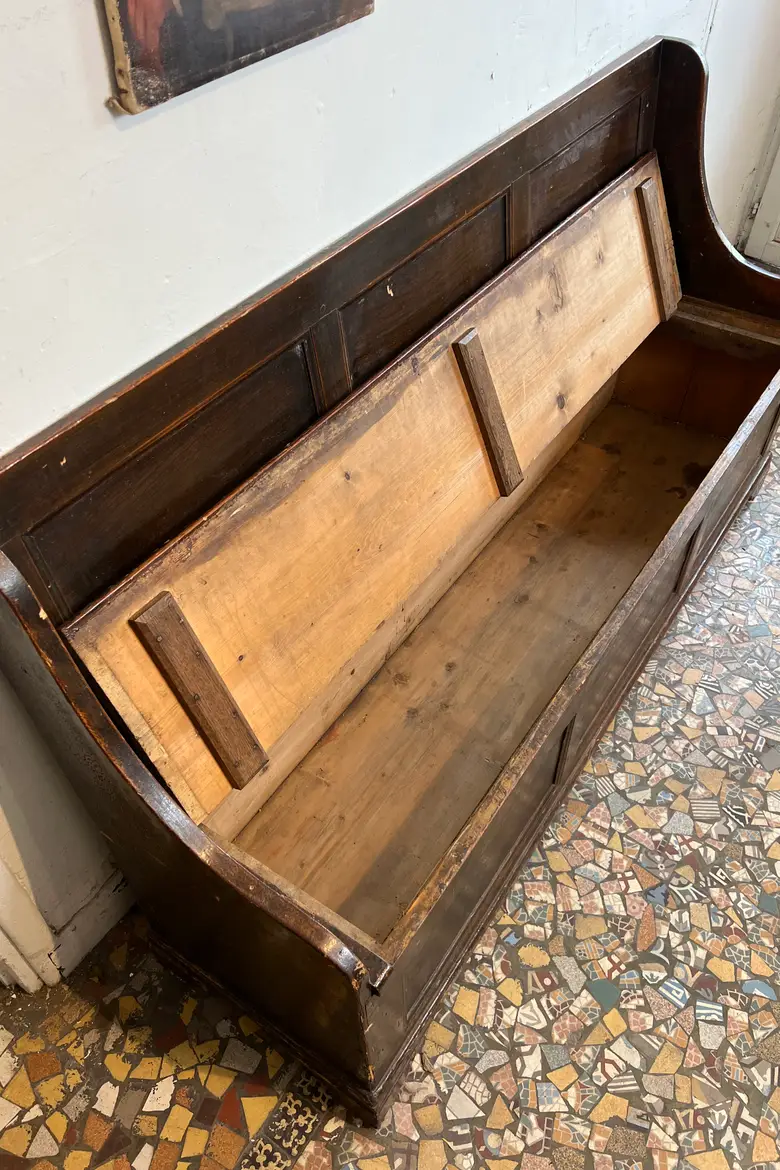 Ancien banc coffre en sapin – fin XIXe