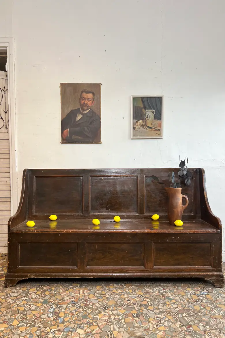 Ancien banc coffre en sapin – fin XIXe