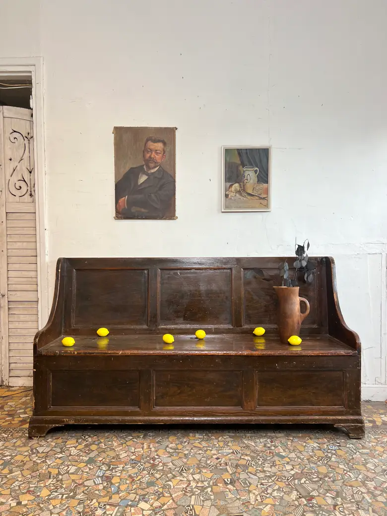 Ancien banc coffre en sapin – fin XIXe