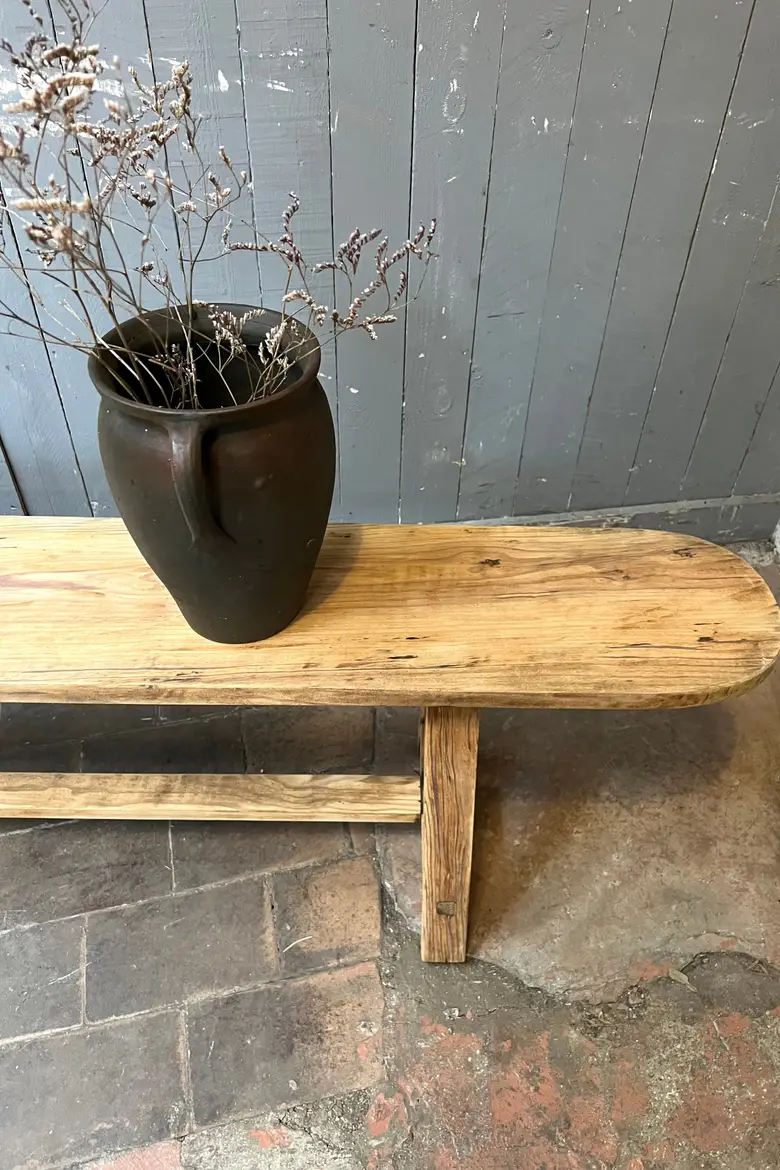 Ancien banc d'auberge en hêtre Début XXème