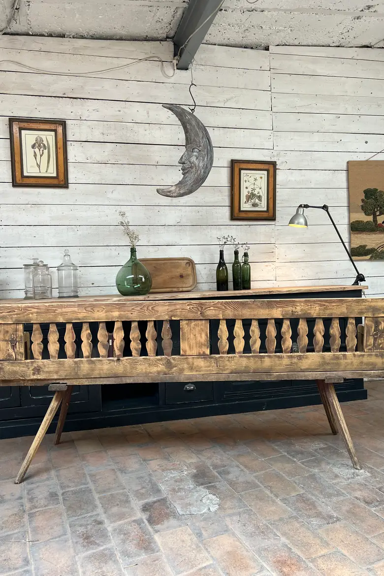 Ancien banc de bistrot en sapin Début XXème