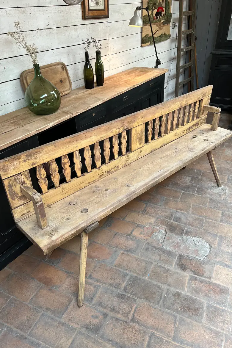 Ancien banc de bistrot en sapin Début XXème