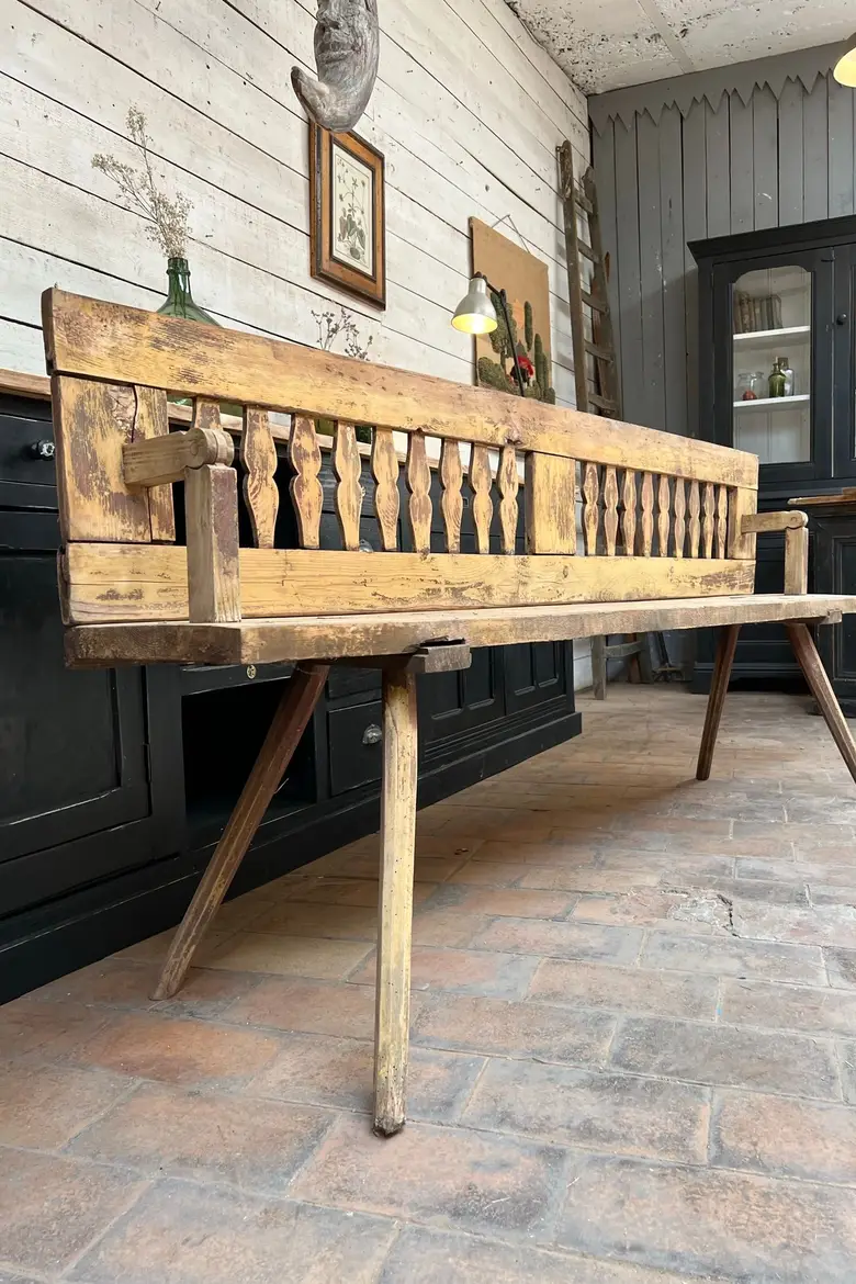 Ancien banc de bistrot en sapin Début XXème