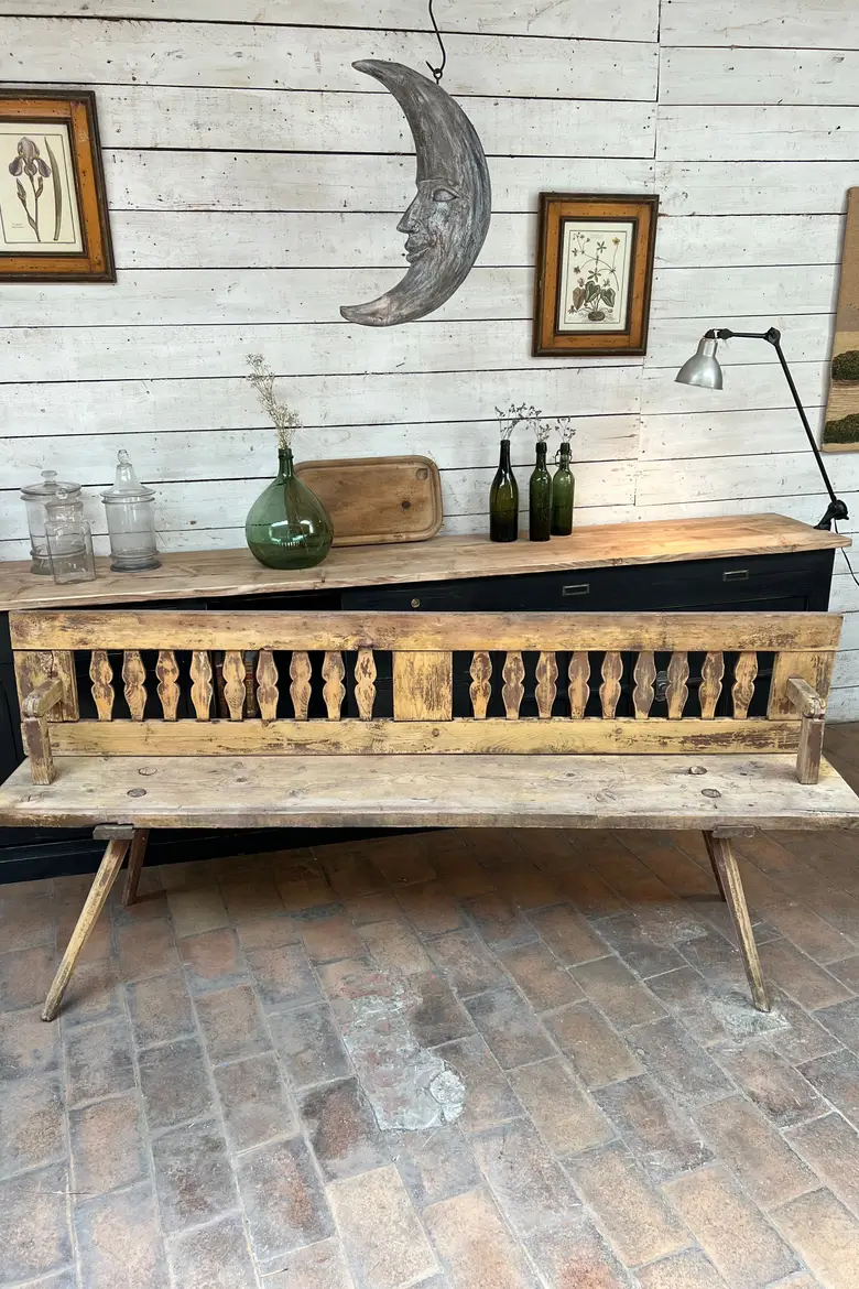 Ancien banc de bistrot en sapin Début XXème