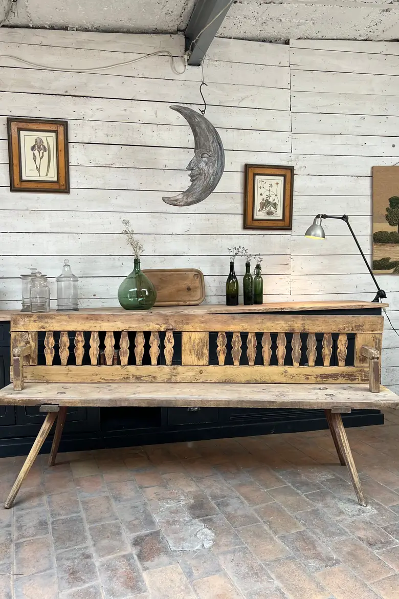Ancien banc de bistrot en sapin Début XXème