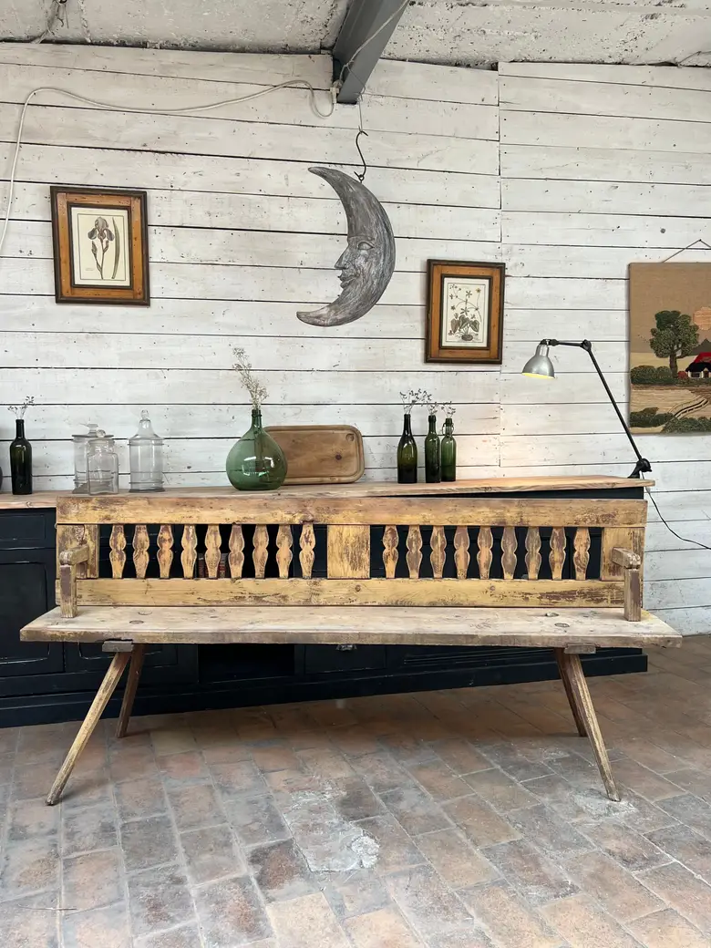 Ancien banc de bistrot en sapin Début XXème