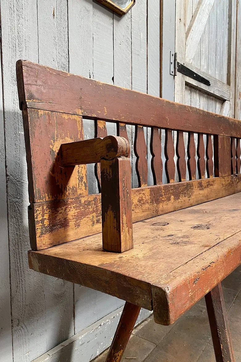 Ancien banc de bistrot italien en bois Début XXème