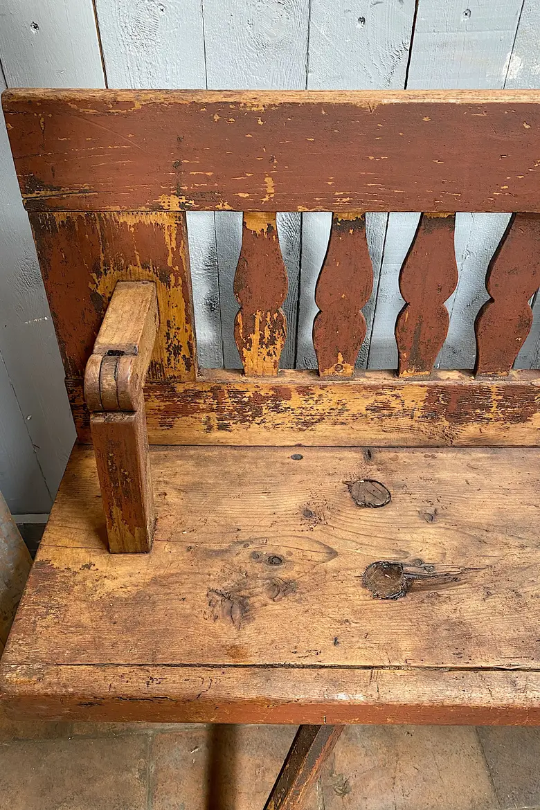 Ancien banc de bistrot italien en bois Début XXème