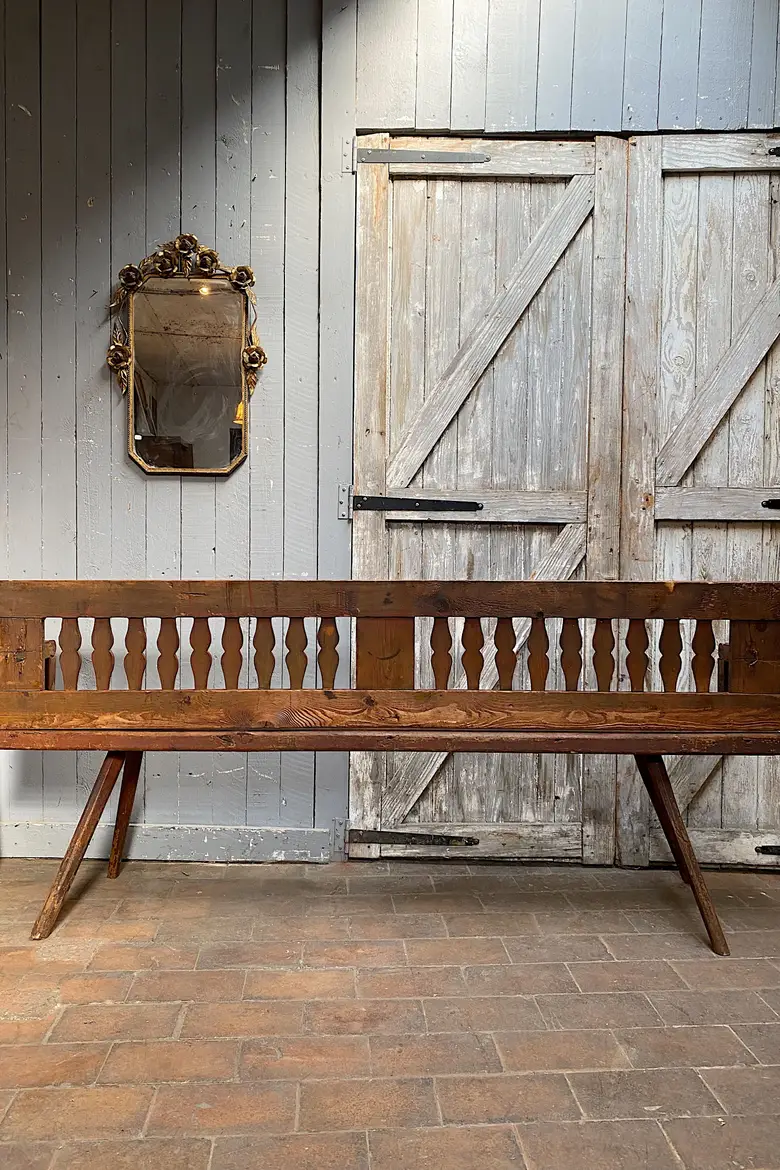 Ancien banc de bistrot italien en bois Début XXème